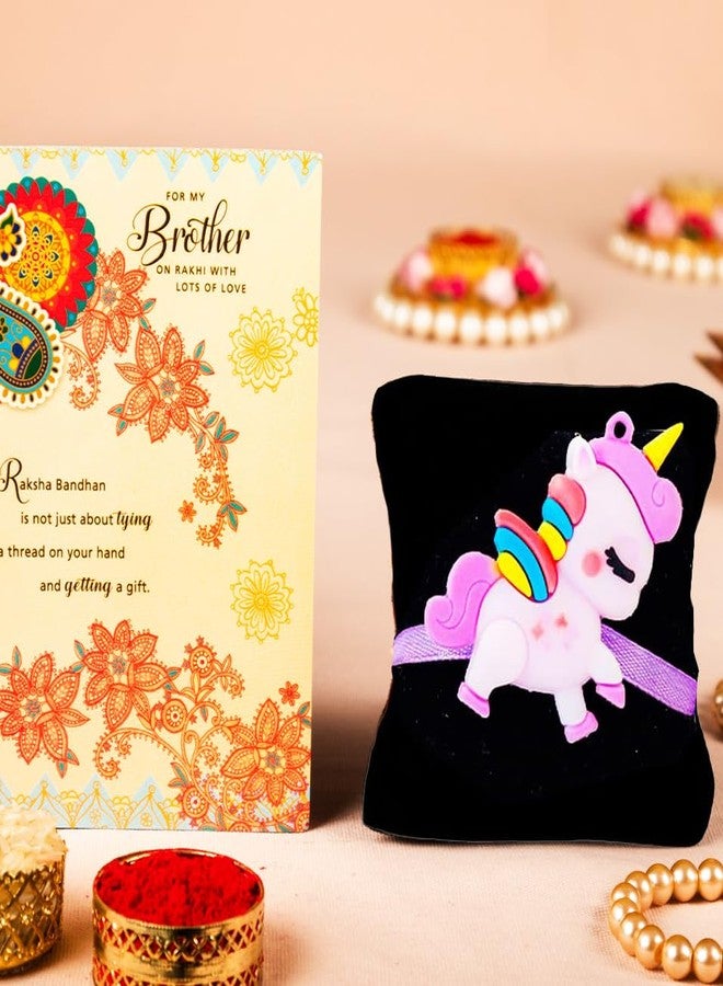 ARCHIES Rakhi for Brother Rakshabandhan Combo of 1 Rainbow Unicorn Kids Rakhi With 1 Roli & Chawal Set-10gm & Greeting Card (Pack of 3) for Bhaiya|Bro|Bhai - Image 2